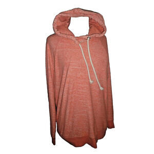 Stem Womens Coral Space Dye Pullover Hoodie Sweatshirt Size L Raglan Sleeves